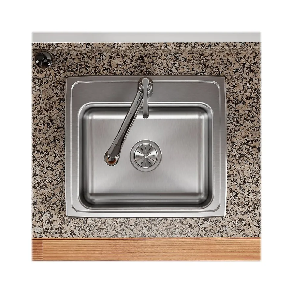 Elkay Celebrity 1-Hole Single-Bowl Drop-In Kitchen Sink, 19.5" x 22" x 7.13", Stainless Steel, Brushed Satin (PSR17201)
