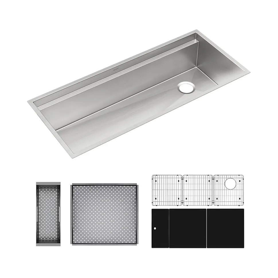 Elkay Circuit Chef Single-Bowl Undermount Sink Kit, 20.5" x 45.5" x 10", Stainless Steel, Lustrous Satin (CS45BPK)