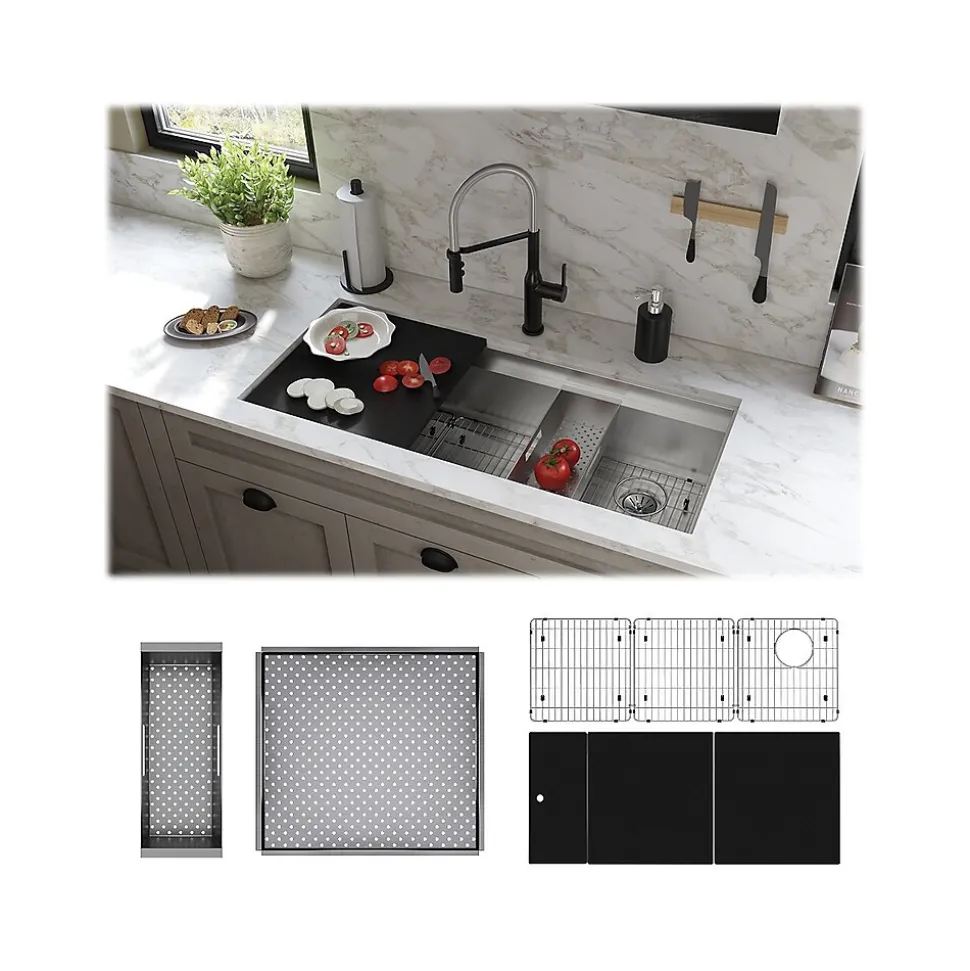 Elkay Circuit Chef Single-Bowl Undermount Sink Kit, 20.5" x 45.5" x 10", Stainless Steel, Lustrous Satin (CS45BPK)