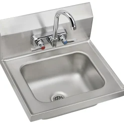 Elkay Commercial Handwash Sink Kit, Stainless Steel, Single Bowl, Wall Hung, Buffed Satin (CHSB1716C)