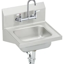 Elkay Commercial Handwash Sink Kit, Stainless Steel, Single Bowl, Wall Hung, Buffed Satin (CHS1716C)