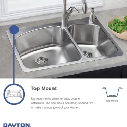 Elkay Dayton Bar Sink, Stainless Steel, Single Bowl, Top Mount, Satin (D117191)