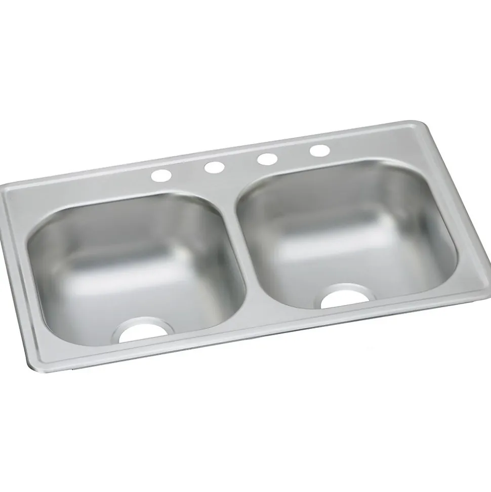 Elkay Dayton Stainless Steel 33" x 19" x 6-7/16", Equal Double Bowl Top Mount Sink (D233193)