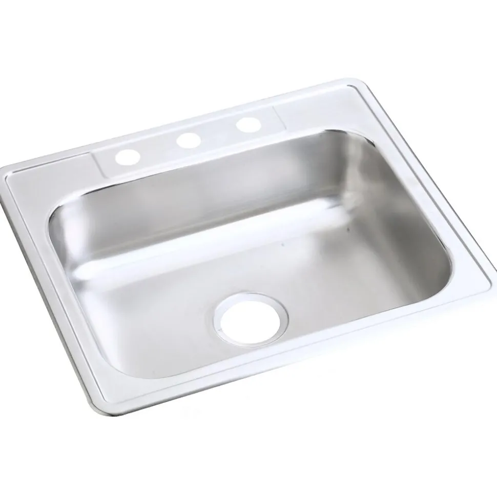 Elkay Dayton Stainless Steel 25" x 21-1/4" x 6-9/16", Single Bowl Top Mount Sink, Satin (D125213)