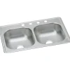 Elkay Dayton Stainless Steel 33" x 19" x 6-7/16", Equal Double Bowl Top Mount Sink (D233194)