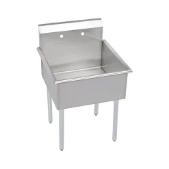 Elkay Dependabilt 2-Hole Single-Bowl Kitchen Sink with Legs, 42" x 27.5" x 27", Stainless Steel, Silver (B1C24X24X)