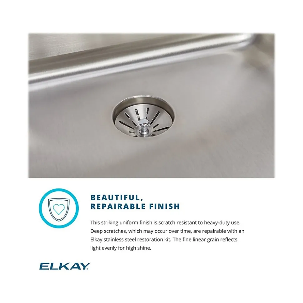 Elkay Lustertone Classic Single-Bowl Undermount Sink, 18.25" x 23.5" x 4.38", Stainless Steel, Lustrous Satin (ELUHAD211545)