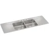 Elkay Lustertone Classic 4-Hole Double-Bowl Drop-in Sink with Drainboard, 22" x 66" x 7.63", Stainless Steel, Lustrous Satin
