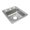 Elkay Lustertone Classic 3-Hole Single-Bowl Drop In Sink, 17.5" x 15" x 5.5", Stainless Steel, Lustrous Satin (LRAD1517553)