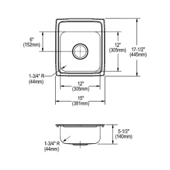 Elkay Lustertone Classic 3-Hole Single-Bowl Drop In Sink, 17.5