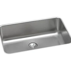 Elkay Lustertone Stainless Steel 26-1/2" x 18-1/2" x 8", Single Bowl Undermount Sink with Perfect Drain (ELUH2416PD)