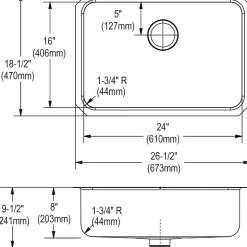 Elkay Lustertone Stainless Steel 26-1/2