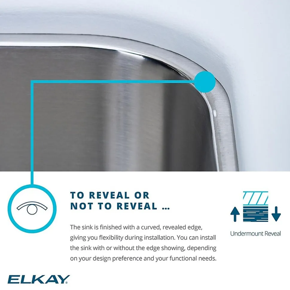 Elkay Lustertone Stainless Steel 30-1/2" x 18-1/2" x 5-3/8", Single Bowl Undermount ADA Sink with Perfect Drain (ELUHAD281655PD)