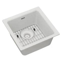 Elkay Quartz Classic Single-Bowl Drop-In/Undermount Kitchen Sink, 15.75" x 15.75" x 7.69", Quartz, White (ELG1616WH0C)