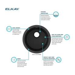 Elkay Quartz Classic Single-Bowl Drop In/Undermount Kitchen Sink, 18.13