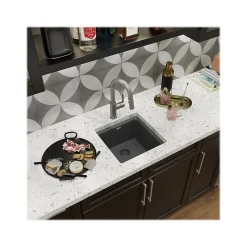 Elkay Quartz Luxe Drop-In/Undermount Single-Bowl Bar Sink, Charcoal (ELX1616CH0)