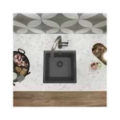 Elkay Quartz Luxe Drop-In/Undermount Single-Bowl Bar Sink, Charcoal (ELX1616CH0)