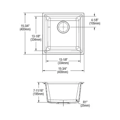 Elkay Quartz Luxe Single-Bowl Drop-In/Undermount Bar Sink, 15.75