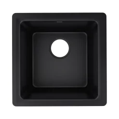 Elkay Quartz Luxe Single-Bowl Drop-In/Undermount Bar Sink, 15.75" x 15.75" x 7.69", Quartz, Caviar (ELX1616CA0)