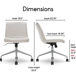 ELLE Decor Adelaide Fabric Task Chair, Ivory (48214B)