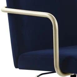 Elle Decor Giselle Fabric Computer and Desk Chair, Navy Blue/Gold (CHR10058C)