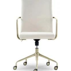 Elle Decor Giselle Fabric Computer and Desk Chair, Cream/Gold (CHR10058D)