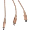 ELLIE ROSE Gold Nylon 3-in-1 Charging Cable, 6 Feet (3CBL-0058)