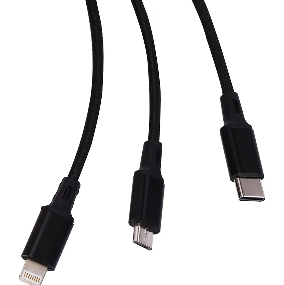 ELLIE ROSE 3-in-1 Charging Cable, 6 Feet Black (3CBL-0047)