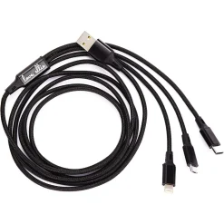 ELLIE ROSE 3-in-1 Charging Cable, 6 Feet Black (3CBL-0047)