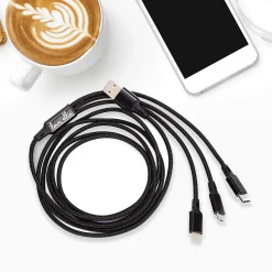 ELLIE ROSE 3-in-1 Charging Cable, 6 Feet Black (3CBL-0047)