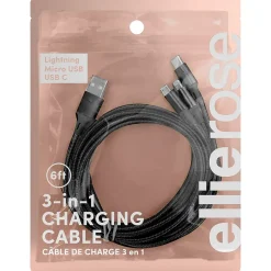 ELLIE ROSE 3-in-1 Charging Cable, 6 Feet (3CBL-0047)