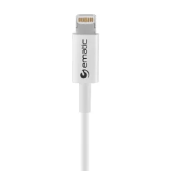 Ematic 3 ft. Charge and Sync Lightning to USB-A Cable, White, (ELC420MF)