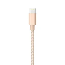 Ematic Charge and Sync Braided Lightning to USB-A Cable, 3 ft., Gold, (ELM341)