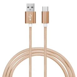 Ematic Charge and Sync USB-C 2.0 to USB-A Cable, 6 ft., Gold, (EUTC604GL)