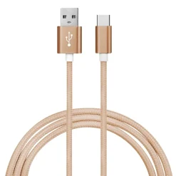 Ematic Charge and Sync USB-A to USB-C Cable, 3 ft., Gold, (EUSBCGL)