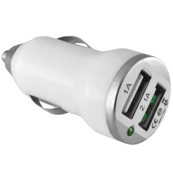 Ematic 2-Port USB-A Car Charger, 2.1-Amp, White, (ECC08WH)