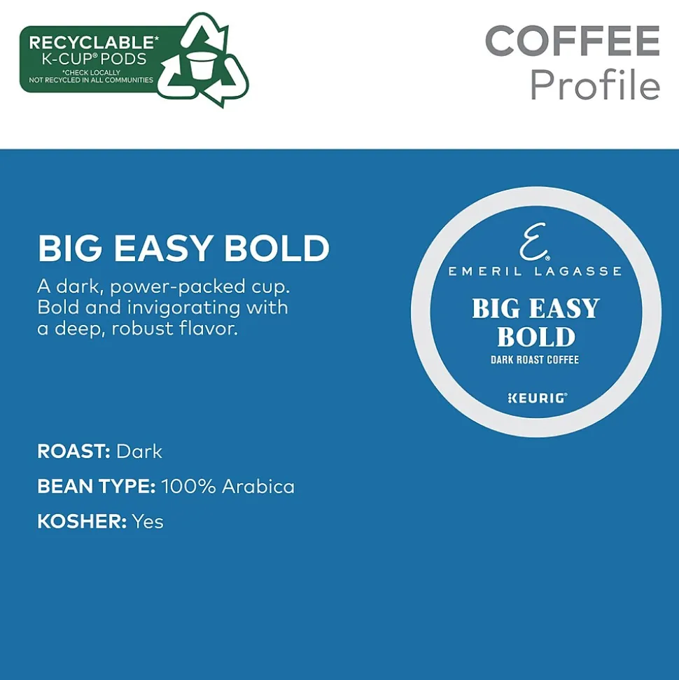 Emeril's Big Easy Bold Coffee Keurig® K-Cup® Pods, Dark Roast, 24/Box (PB4137)