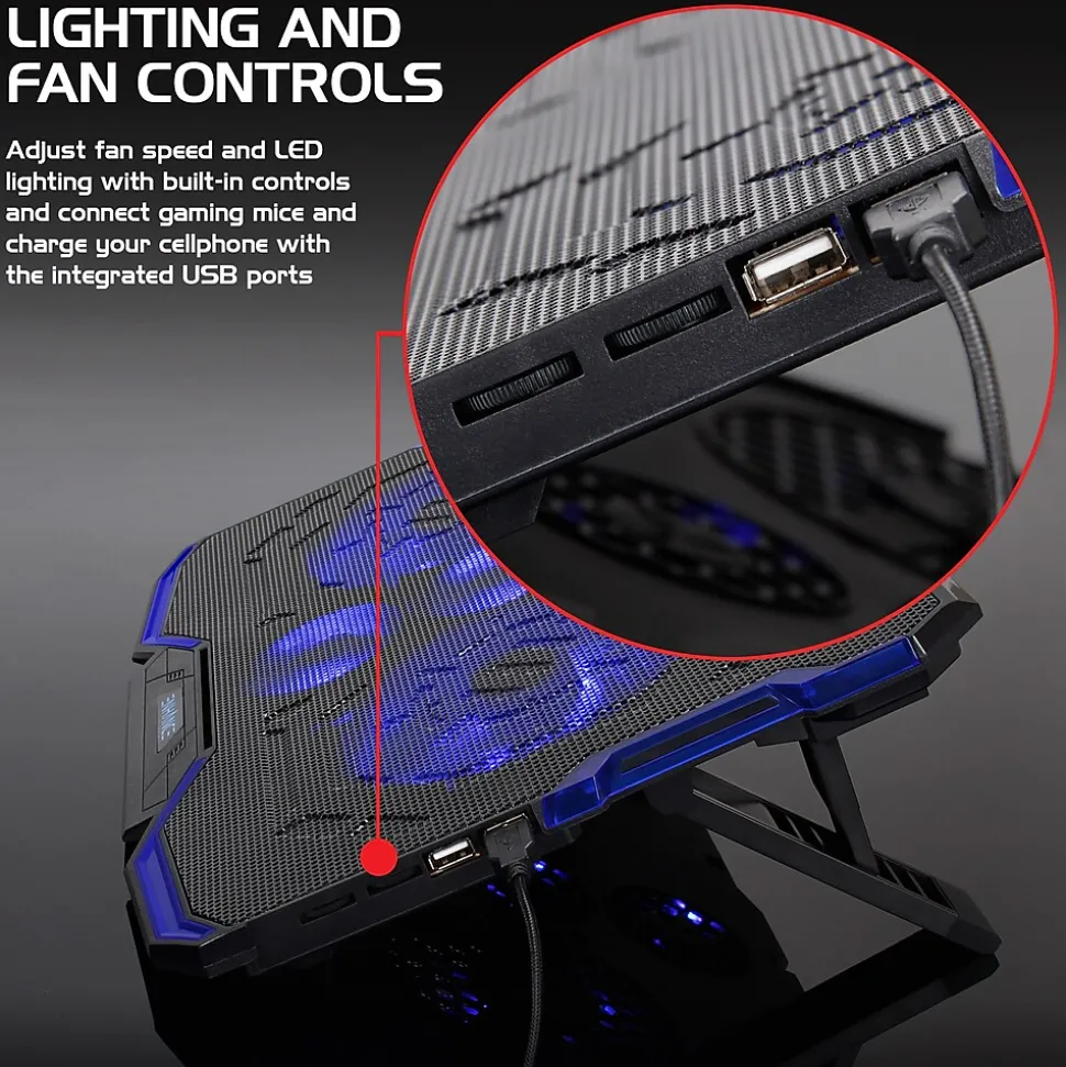 ENHANCE Cryogen Laptop Cooling Stand, USB Connectivity, Blue/Black (ENGXC20100BLWS)