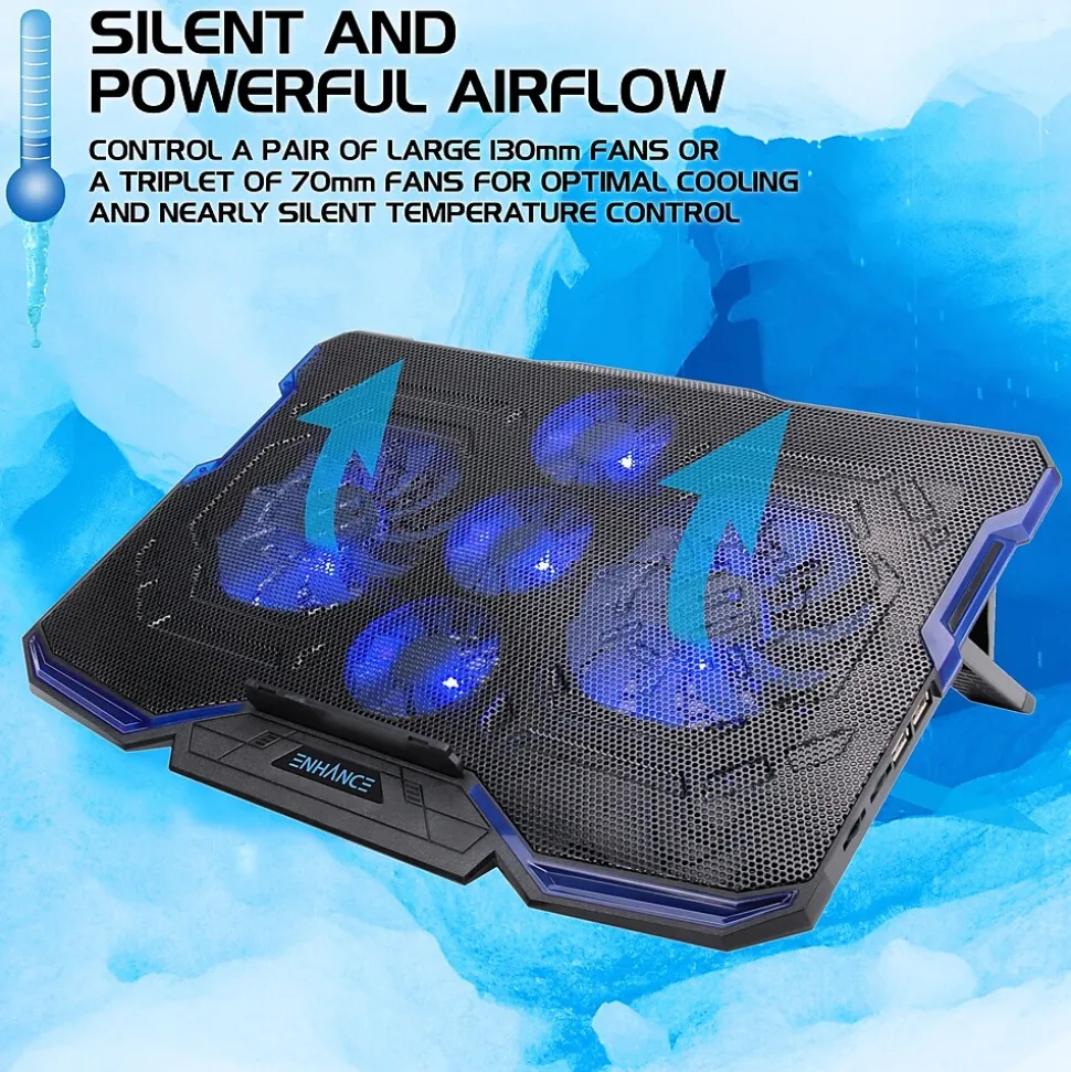 ENHANCE Cryogen Laptop Cooling Stand, USB Connectivity, Blue/Black (ENGXC20100BLWS)