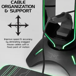 ENHANCE ENPCGXH100BKWS 3-in-1 Headset Stand with RGB Colors, USB Powered, Black