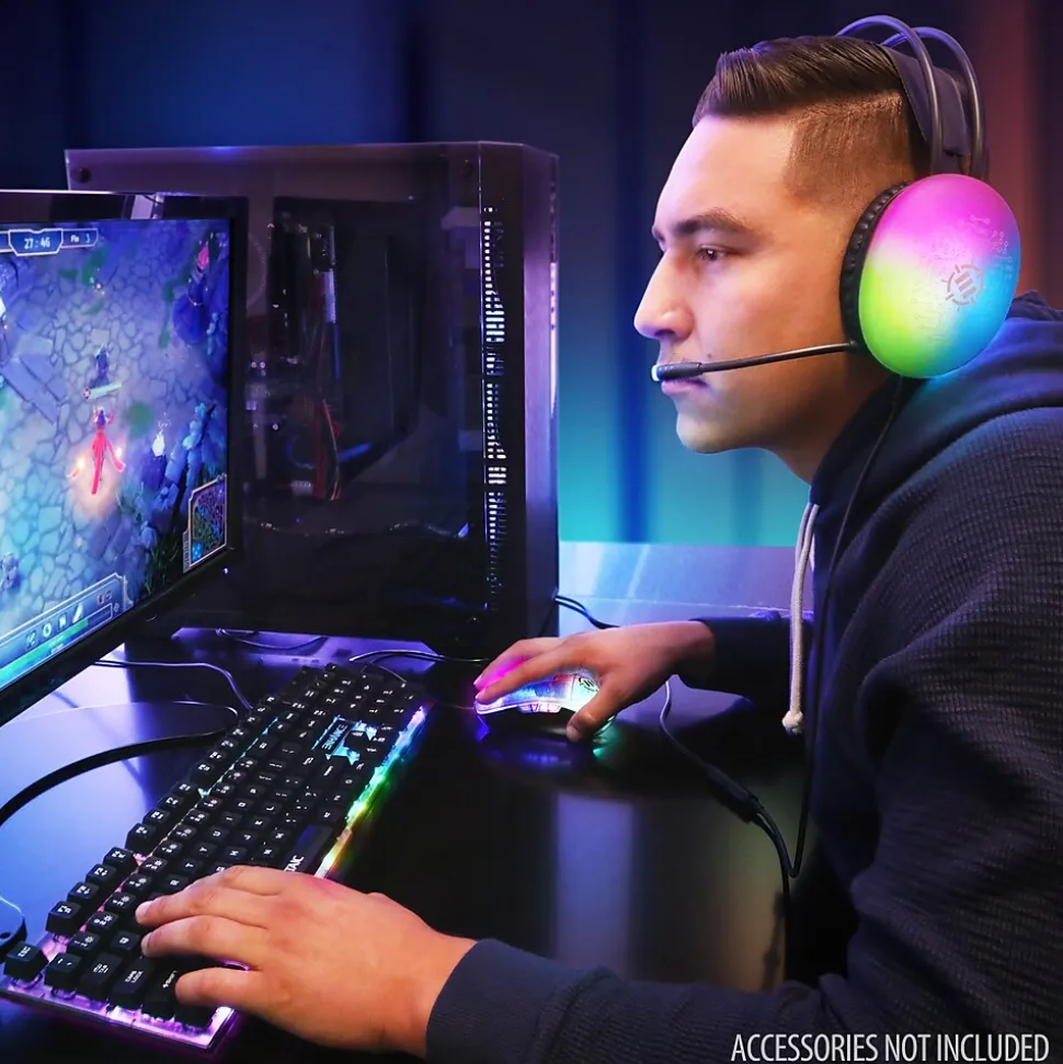 ENHANCE Voltaic 2 Wired Ambidextrous Laser USB Gaming Mouse, Clear with Multicolor LEDs (ENVOMN2100CLWS)