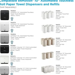 enmotion Recycled Recycled Hardwound Paper Towels, 1-ply, 800 ft./Roll, 6 Rolls/Carton (89480)