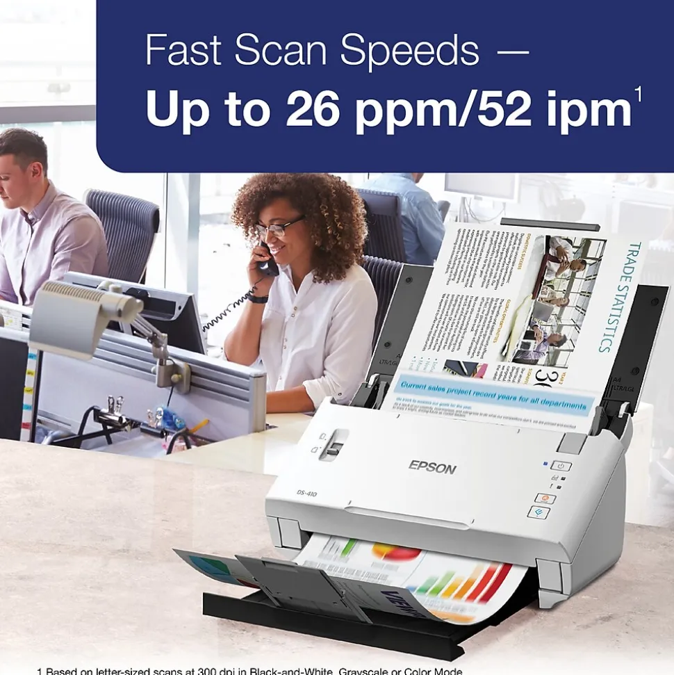 Epson DS-410 Desktop Scanner, Black/White (B11B249201)