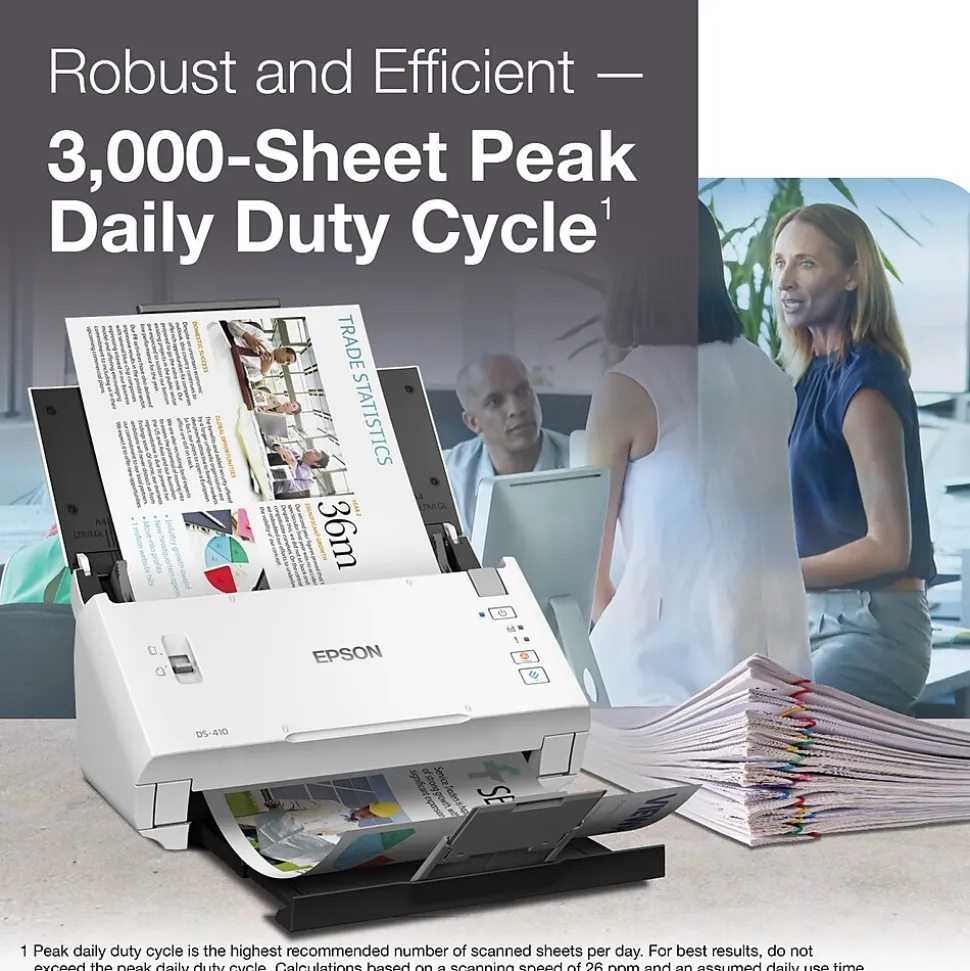 Epson DS-410 Desktop Scanner, Black/White (B11B249201)