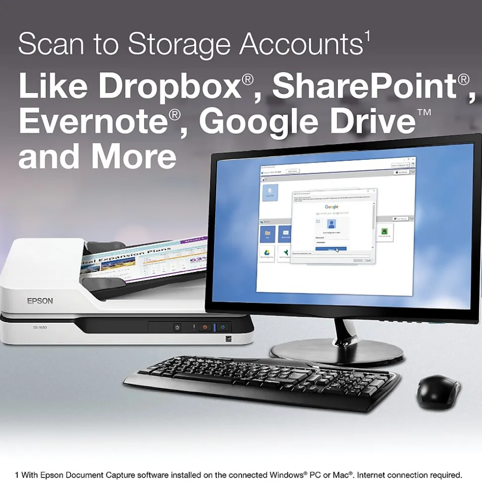Epson DS-1630 Flatbed Color Document Scanner, White (B11B239201)