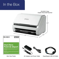 Epson DS-530 II Duplex Document Scanner, White/Black (B11B261202)