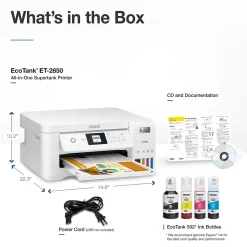 Epson EcoTank ET-2850 All-in-One Cartridge-Free Supertank Printer, White (Refurbished)