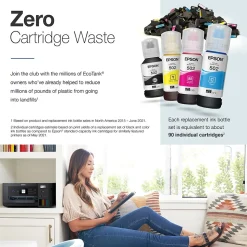 Epson EcoTank ET-2850 ET-2850-B Wireless Color Inkjet Printer, All-In-One Supertank, Print, Scan, Copy (9472540)