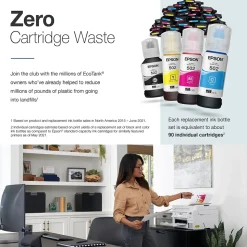 Epson EcoTank ET-3850 Wireless Color All-in-One Cartridge-Free Supertank Printer, White (Refurbished)