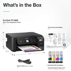 Epson EcoTank ET-2800-B Wireless Color Inkjet Printer, All-In-One Supertank, Print, Scan, Copy (9472532)